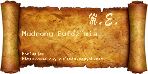 Mudrony Eufémia névjegykártya